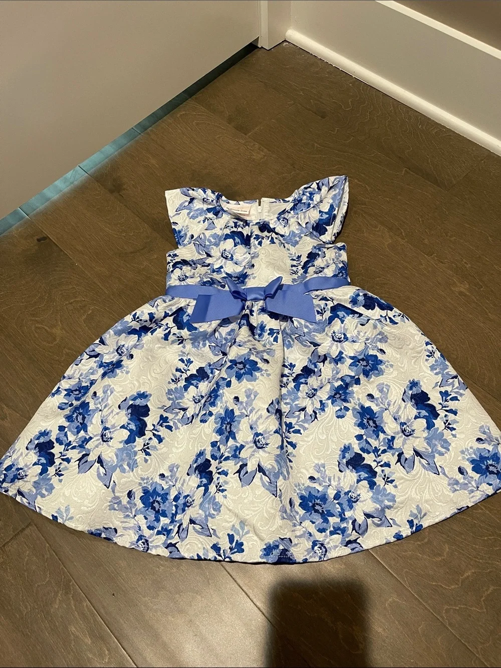 Blue Floral Bow Kids Dress Size 3T